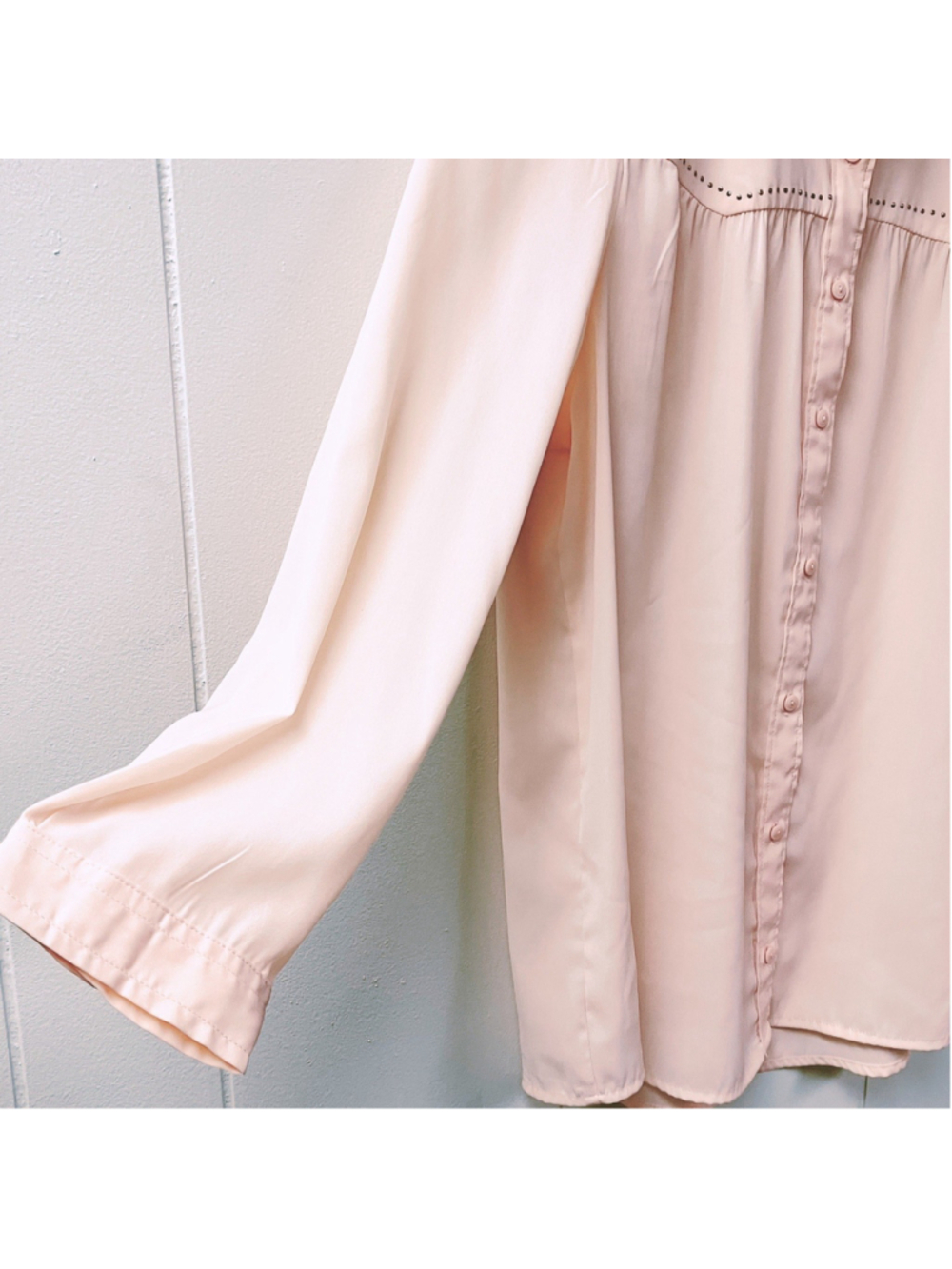 American Eagle Outfitters Western Studded Peach Blouse LARGE Autumn Transition - Picture 3 of 8